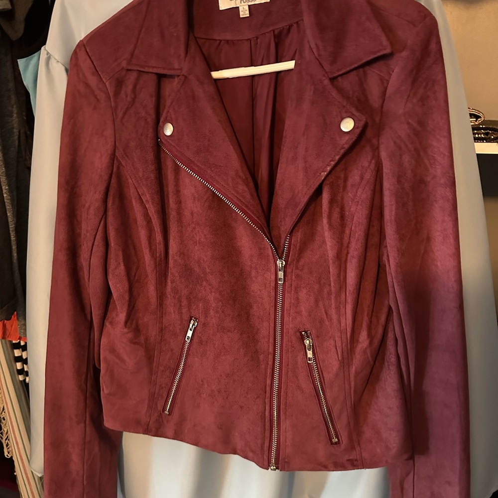 Charlotte Russe Burgundy Suede Leather Jacket